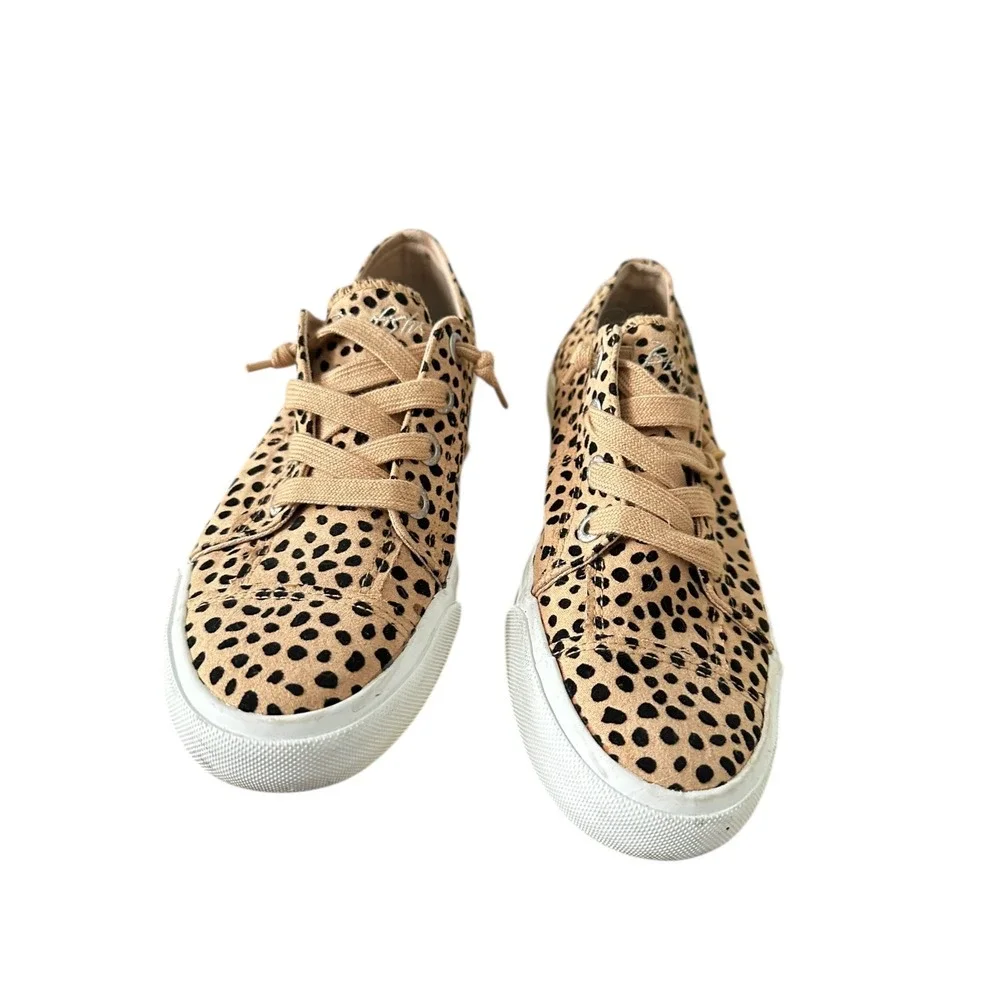 Blowfish Malibu Play Leopard Print Canvas Slip On Sneakers Tan Black Womens 7.5M